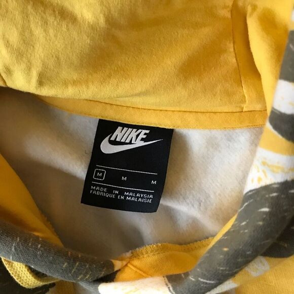 Nike Futura SZ Medium yellow gray pullover hoodie fleece lined sweatshirt - Picture 3 of 5